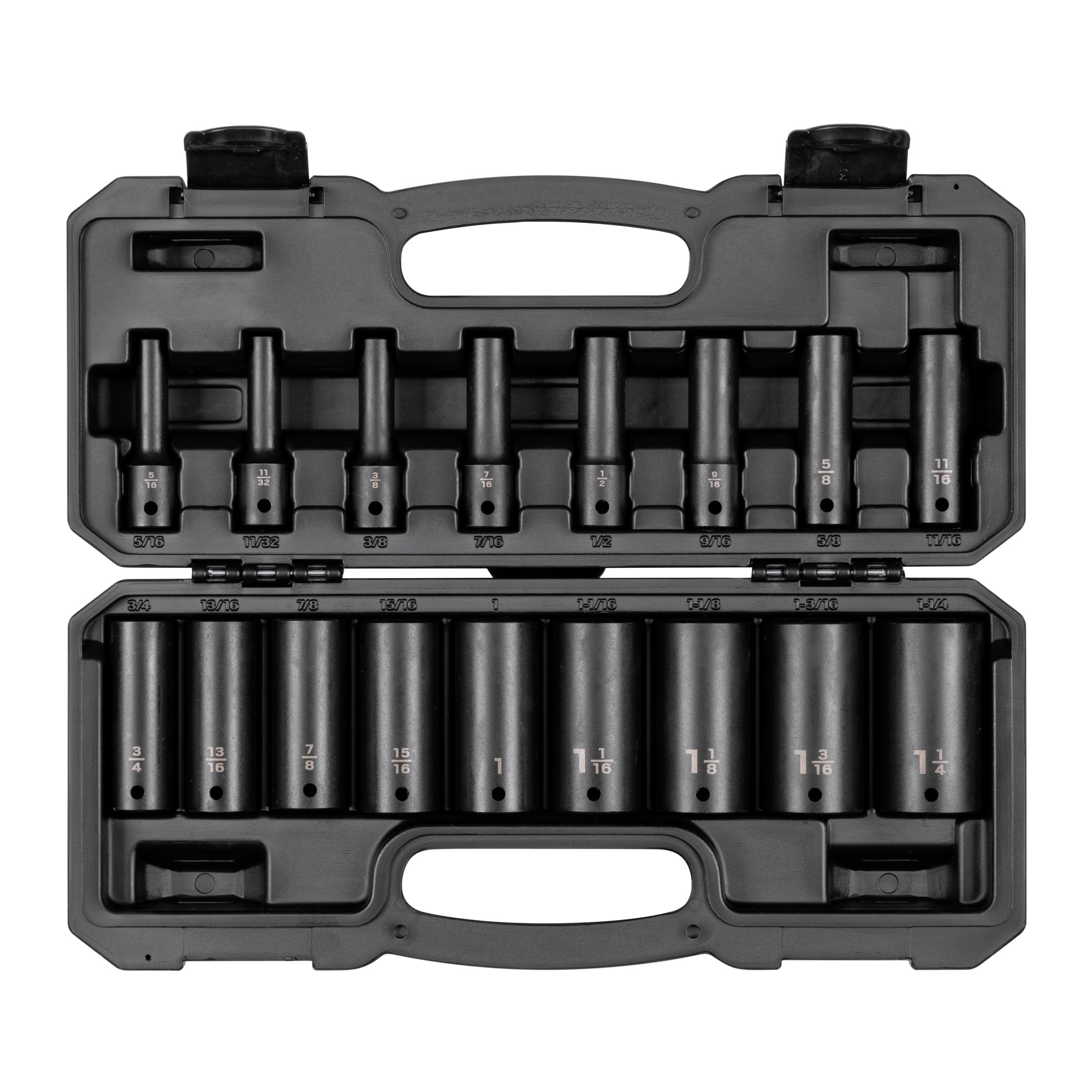 TEKTON 1/2 Inch Drive Deep 12-Point Impact Socket Set with Case, 17-Piece (5/16 - 1-1/4 in.) | SID92337