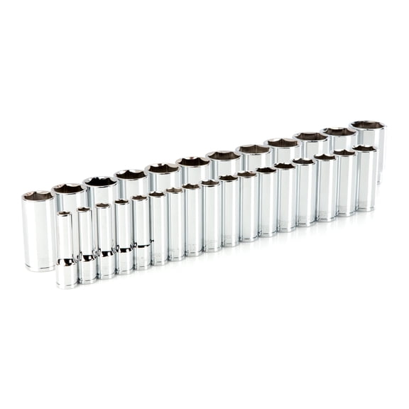 TEKTON 1/2 Inch Drive Deep 6-Point Socket Set, 29-Piece (10 - 38 mm) | SHD92014