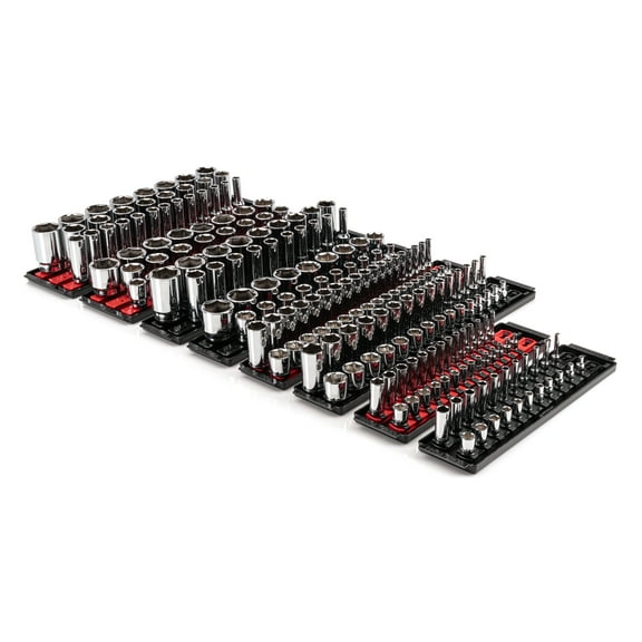 TEKTON 1/4, 3/8, 1/2 Inch Drive 6-Point Socket Set with Rails (214-Piece) | SHD99202