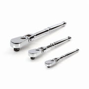 TEKTON 1/4, 3/8, 1/2 Inch Drive Flex Head Ratchet Set, 3-Piece 6, 8, 10-1/2 in. | SRH92004