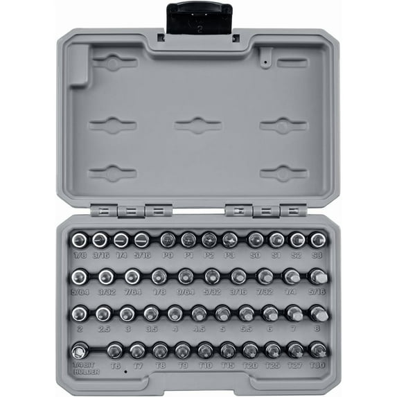 TEKTON 1/4 Inch Drive Hex, Torx, Phillips, Slotted, Square Bit Socket Set with Case (44-Piece) | SHB90302