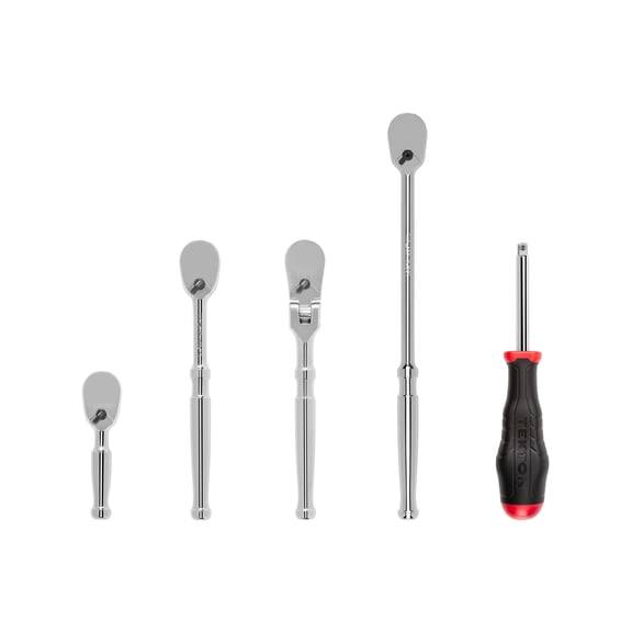 TEKTON 1/4 Inch Drive Non-Quick-Release Ratchet and Spinner Handle Set (5-Piece) | SDR99009