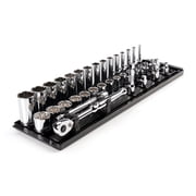 TEKTON 3/8 Inch Drive Shallow and Deep 12-Point Socket and Ratchet Set with Rails and Tray, 36-Piece 1/4 - 1 in. | SKT13102