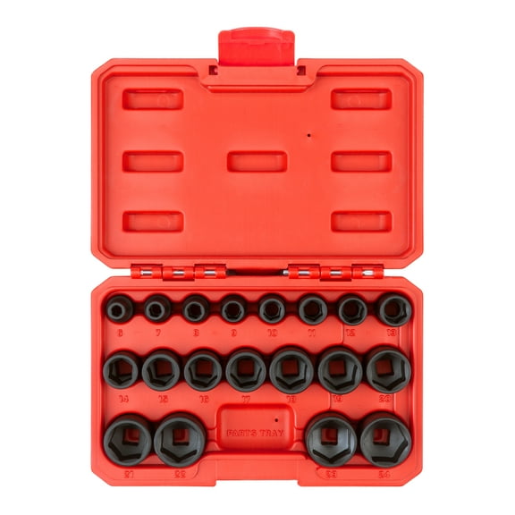 TEKTON 3/8 Inch Drive 6-Point Impact Socket Set with Case, 19-Piece (6-24 mm) | SID91302