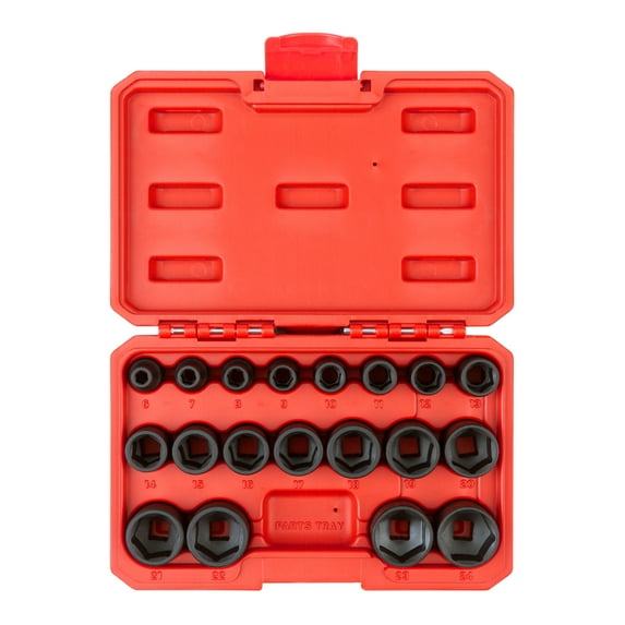 TEKTON 3/8 Inch Drive 6-Point Impact Socket Set with Case, 19-Piece (6-24 mm) | SID91302