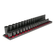 TEKTON 3/8 Inch Drive 6-Point Impact Socket Set with Rails, 38-Piece 6-24 mm | SID91211