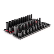 TEKTON 3/8 Inch Drive 6-Point Impact Socket Set with Rails, 42-Piece 5/16-3/4 in., 8-19 mm | SID91216
