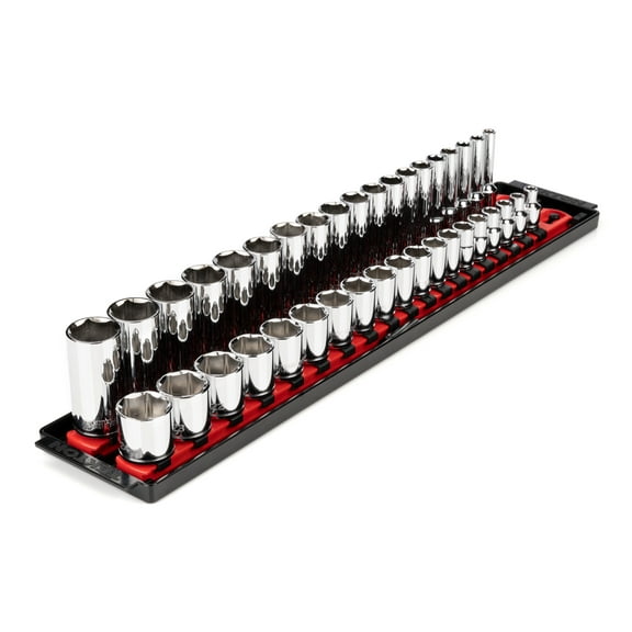 TEKTON 3/8 Inch Drive 6-Point Socket Set with Rails, 38-Piece (6-24 mm) | SHD91211