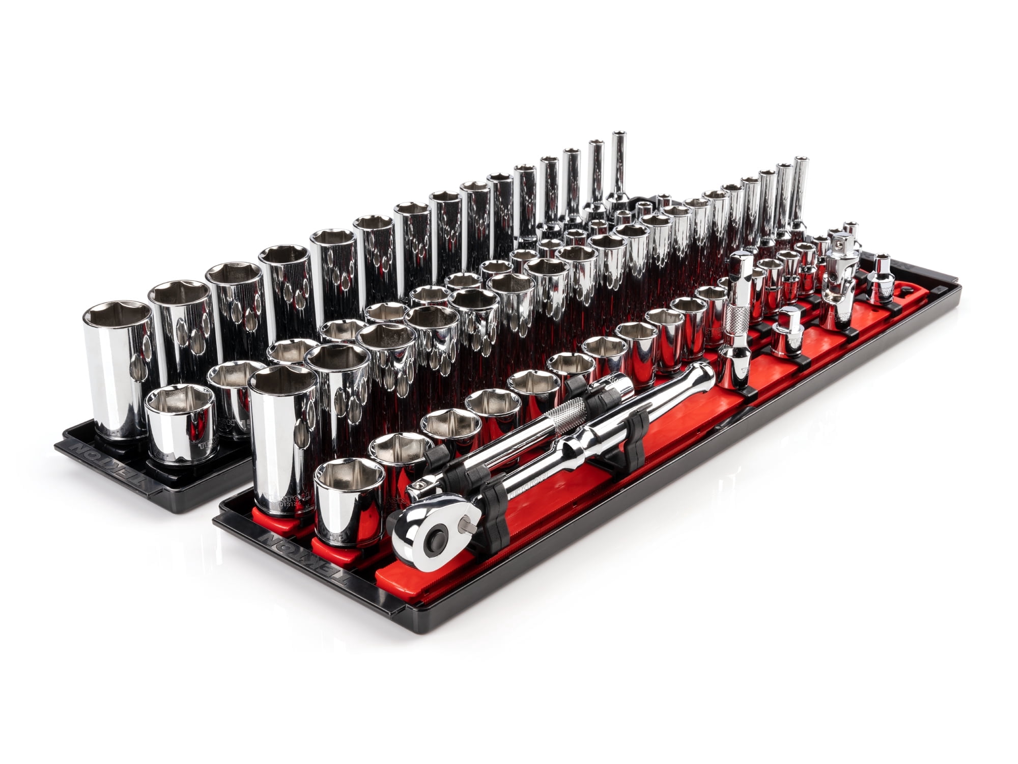 TEKTON 3/8 Inch Drive Shallow and Deep 6-Point Socket and Ratchet Set ...