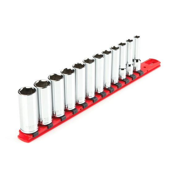 TEKTON 3/8 Inch Drive Deep 6-Point Socket Set, 12-Piece (8-19 mm) | SHD91106