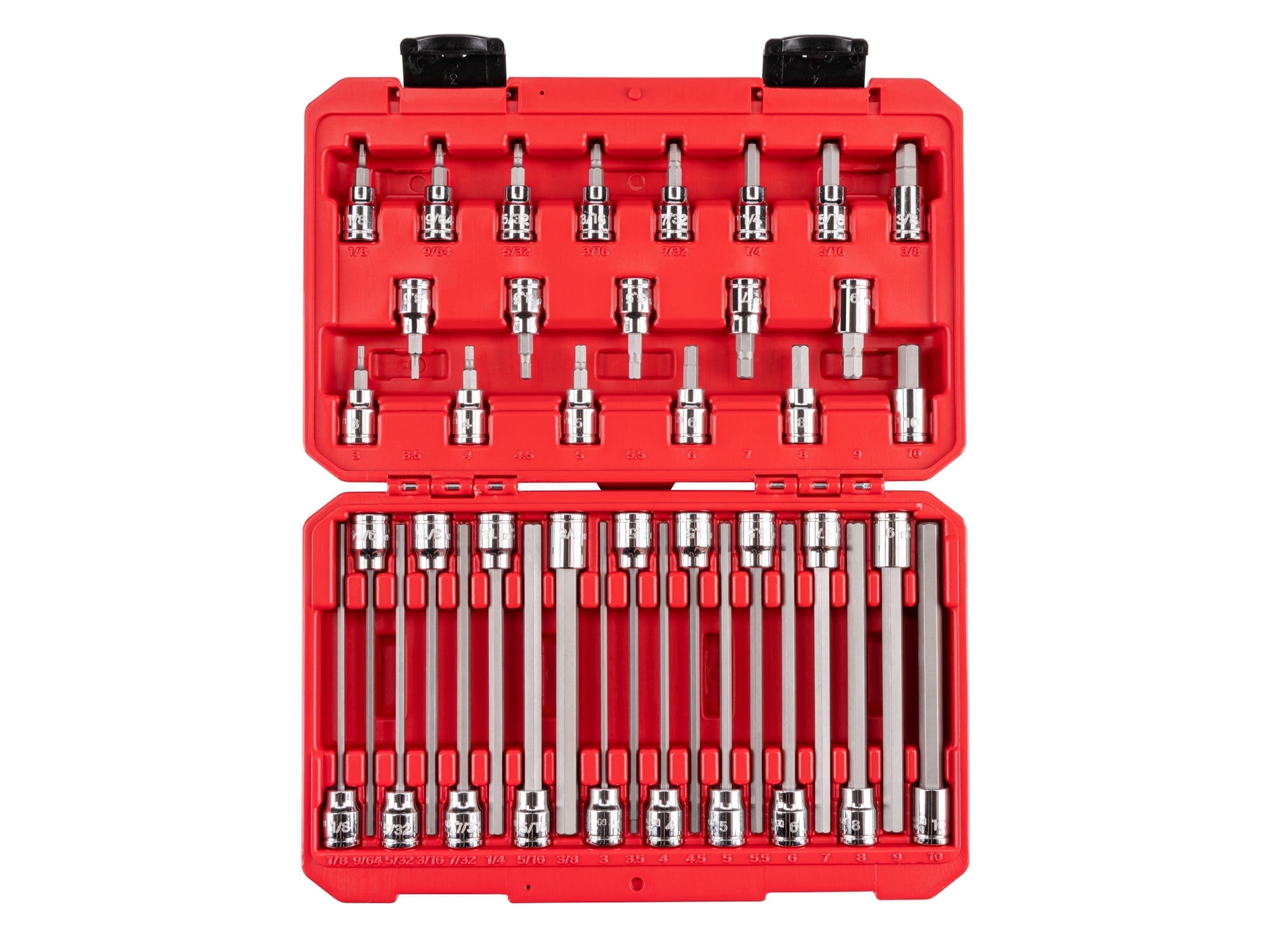 TEKTON 3/8 Inch Drive Hex Bit Socket Set with Case, 38-Piece (1/8 - 3/8 in., 3 - 10 mm) | SHB91316