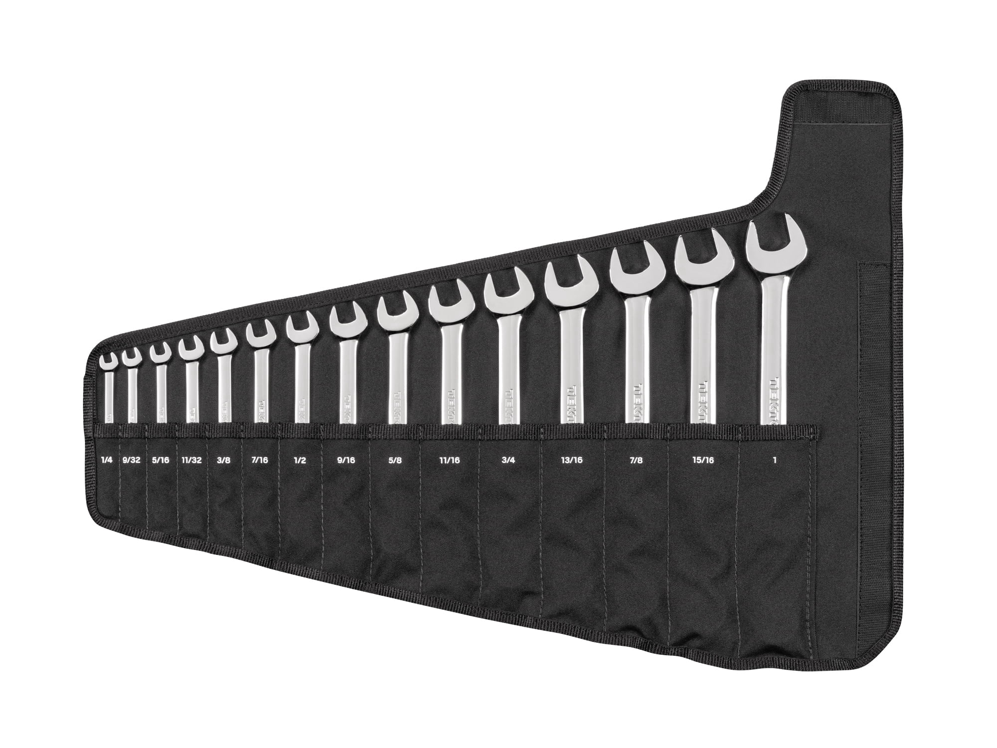 TEKTON Combination Wrench Set with Pouch, 15-Piece (1/4-1 in.) | WCB94102