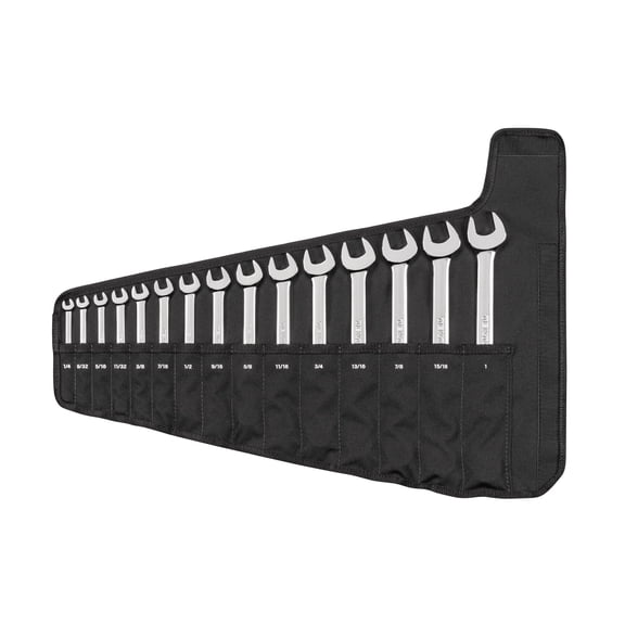 TEKTON Combination Wrench Set with Pouch, 15-Piece (1/4-1 in.) | WCB94102