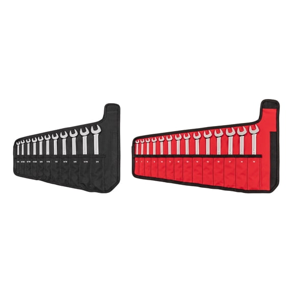 TEKTON Combination Wrench Set with Pouches, 25-Piece (1/4-3/4 in., 6-19 mm) | WCB94301