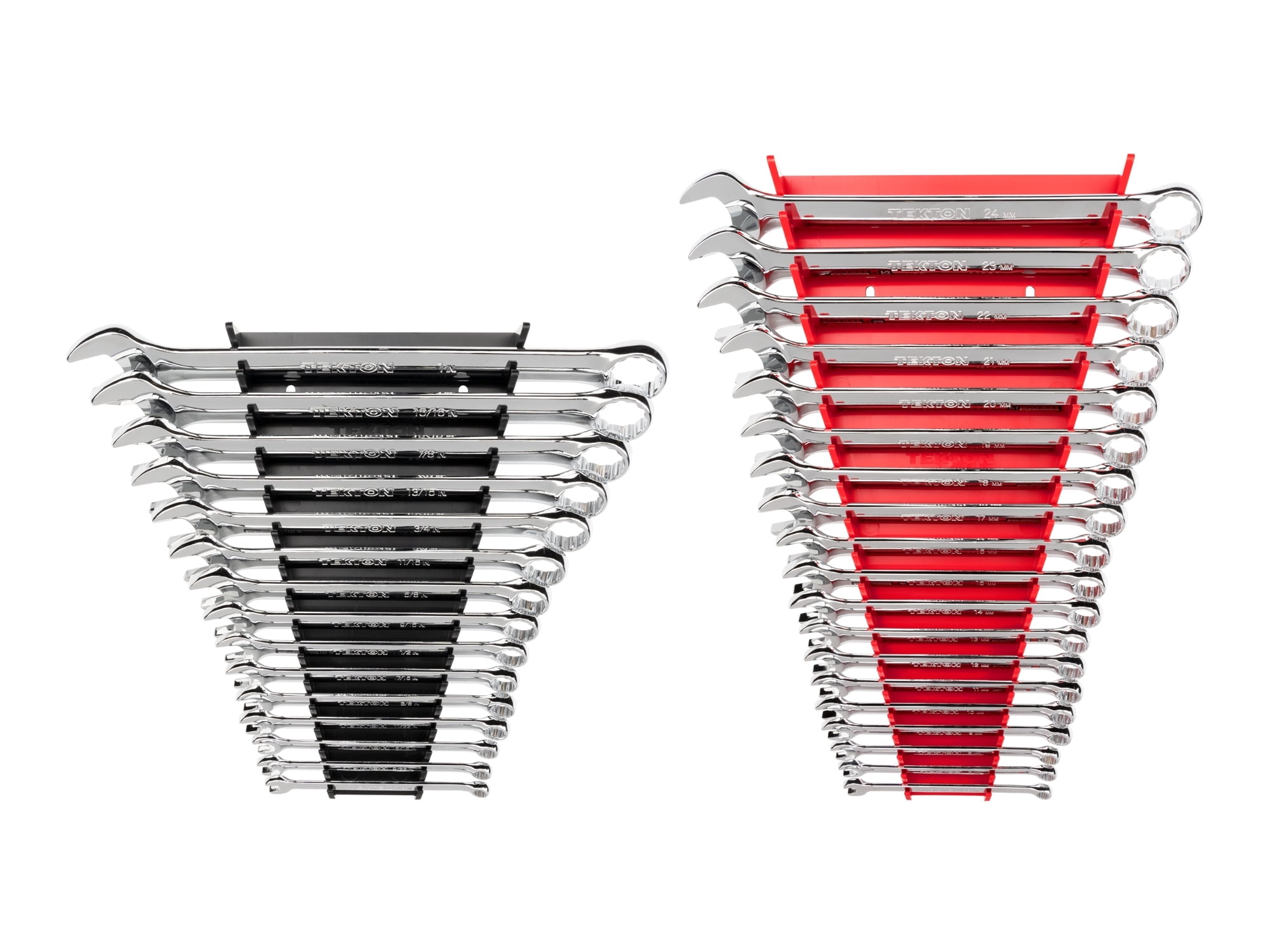 TEKTON Combination Wrench Set with Racks, 34-Piece (1/4-1 in., 6-24 mm) | WCB91301