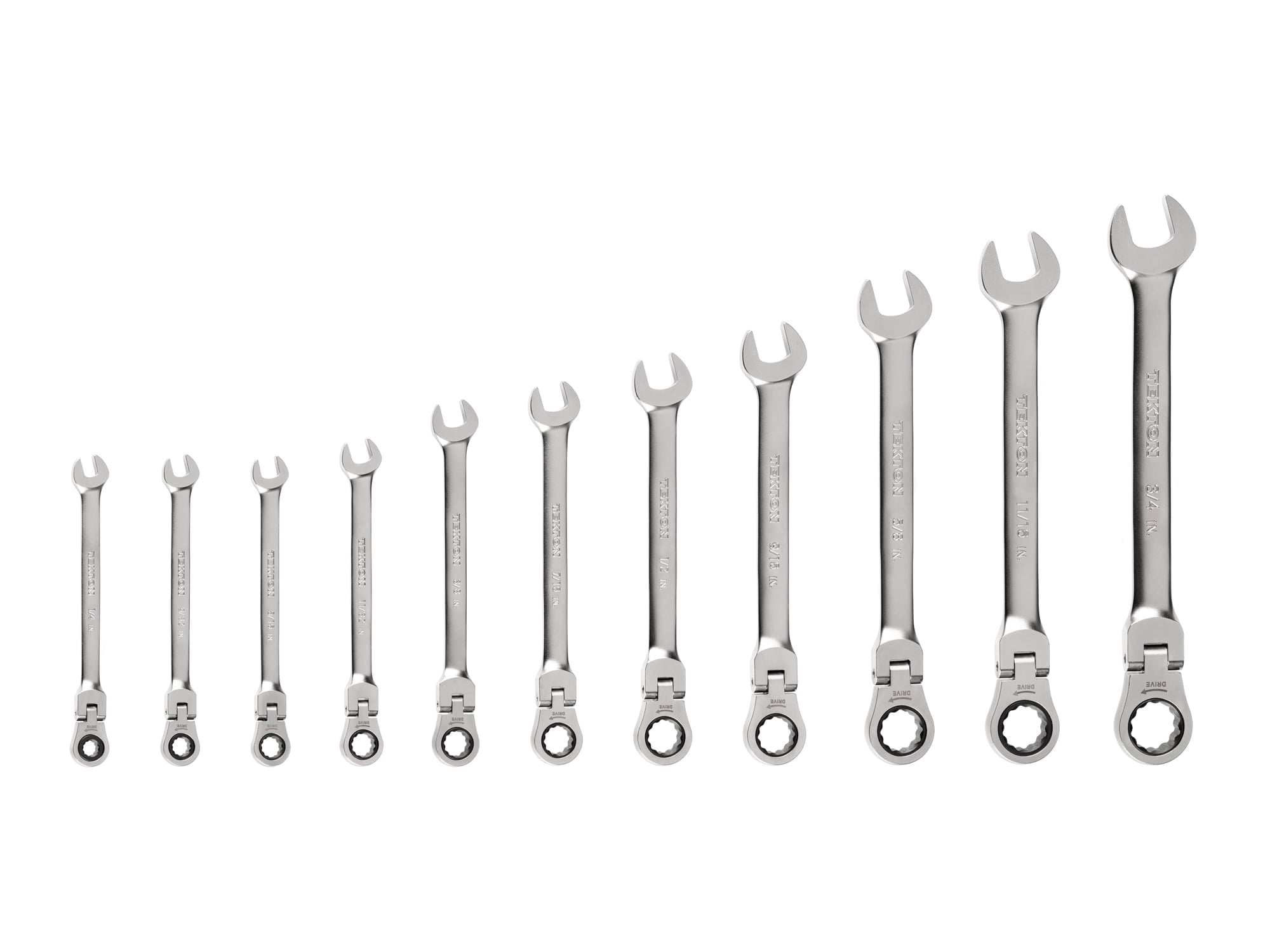 TEKTON Flex Head 12-Point Ratcheting Combination Wrench Set, 11-Piece (1/4-3/4 in.) | WRC95000