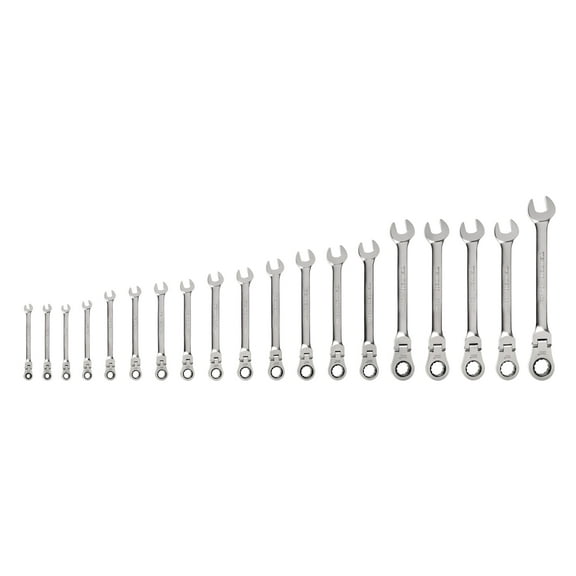 TEKTON Flex Head 12-Point Ratcheting Combination Wrench Set, 19-Piece (6-24 mm) | WRC95003