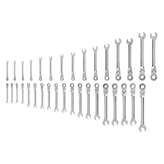 TEKTON Flex Head 12-Point Ratcheting Combination Wrench Set, 34-Piece (1/4-1 in., 6-24 mm) | WRC95005