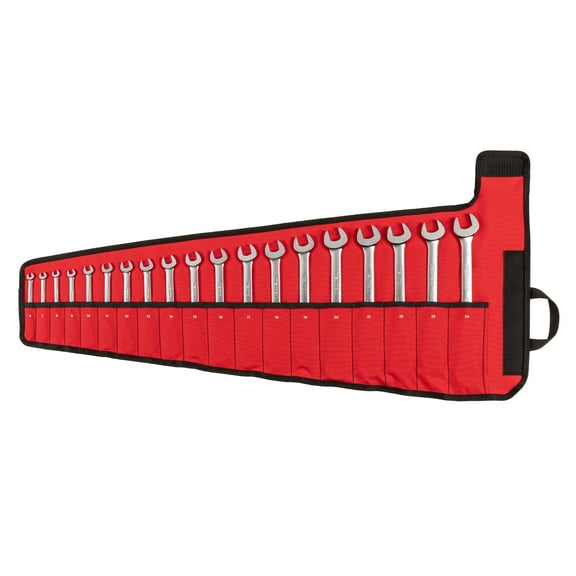 TEKTON Flex Head 12-Point Ratcheting Combination Wrench Set with Pouch, 19-Piece (6-24 mm) | WRC95403