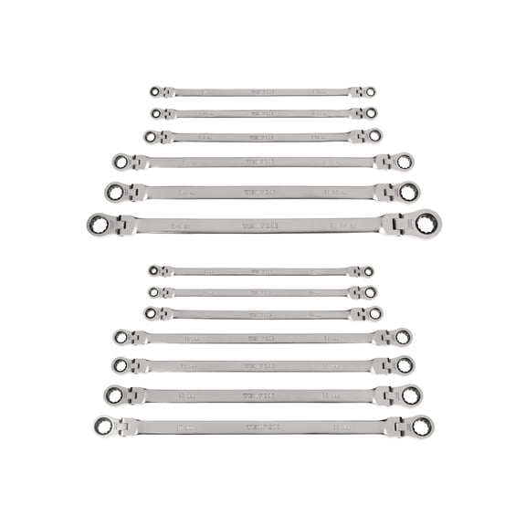 TEKTON Long Flex Head 12-Point Ratcheting Box End Wrench Set, 13-Piece (1/4-13/16 in., 6-19 mm) | WRB96002