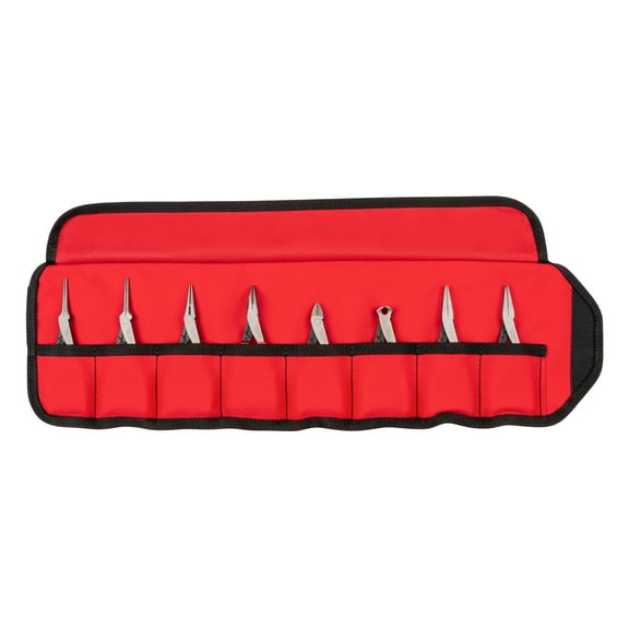 TEKTON Mini Pliers Set with Pouch, 8-Piece (Needle Nose, Long Nose, Flat Nose, Cutting) | PMN99910