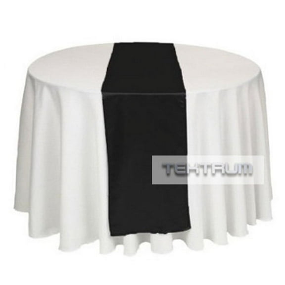 TEKTRUM 14 X 108 INCH 14"X108" SATIN TABLE RUNNER - BLACK COLOR (Set of 5)