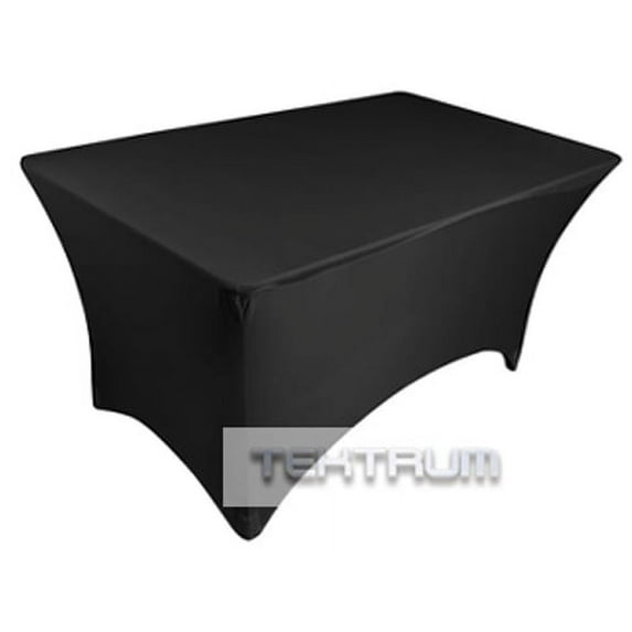 TEKTRUM 4 FT LONG RECTANGULAR STRETCH TABLECLOTH DJ JACKET COVER FOR TRADE SHOW - PREMIUM FABRIC - BLACK COLOR