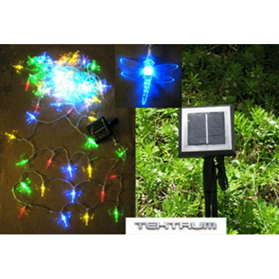 TEKTRUM 56 FT-LONG 100 COLOR DRAGONFLY TWO-IN-ONE SOLAR STRING FAIRY LIGHTS OUTDOOR - THICK WIRES/HEAVY DUTY STRING/BRIGHT LED