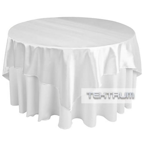 TEKTRUM 60 X 60 INCH 60"X60" SQUARE SILKY SATIN TABLE OVERLAY/TOPPER - PREMIUM FABRIC - WHITE COLOR (Set of 2)