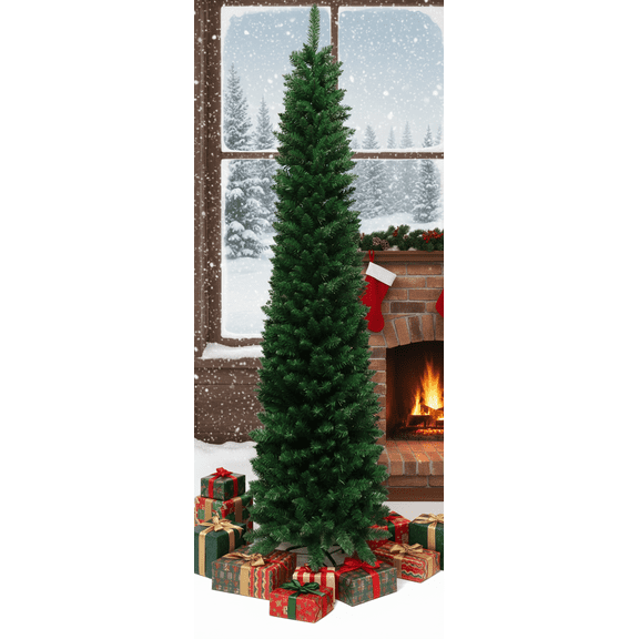 TEKTRUM 7-feet ARTIFICIAL CHRISTMAS FIR PENCIL TREE FOR CHRISTMAS/HOLIDAY/PARTY (Model TD-SYCT-1610D)