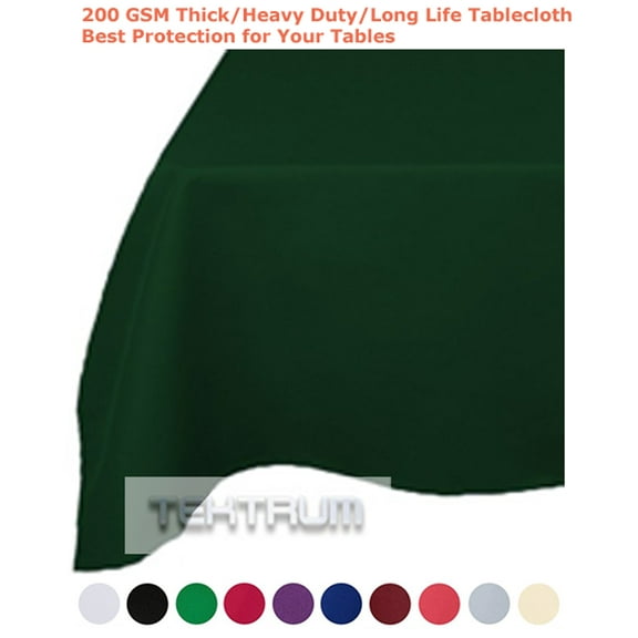 TEKTRUM 70 X 86 INCH 70"X86" RECTANGULAR POLYESTER TABLECLOTH - THICK/HEAVY DUTY/DURABLE FABRIC - HUNTER GREEN COLOR