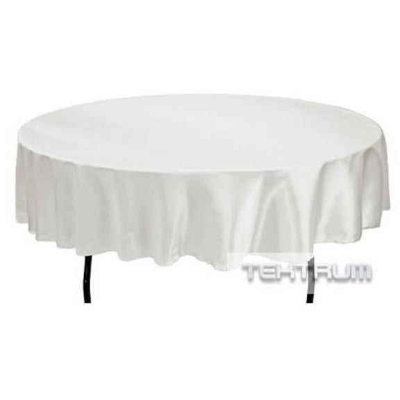 TEKTRUM 90 INCH ROUND SILKY SATIN TABLECLOTH - PREMIUM FABRIC - WHITE COLOR