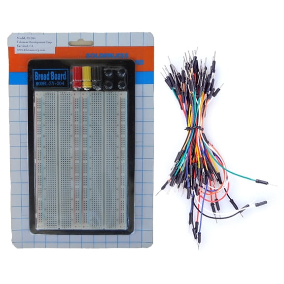 TEKTRUM EXTERNALLY POWERED SOLDERLESS 1660 TIE-POINTS EXPERIMENT PLUG-IN BREADBOARD WITH ALUMINUM BACK PLATE AND JUMPER WIRES FOR PROTO-TYPING CIRCUIT/ARDUINO