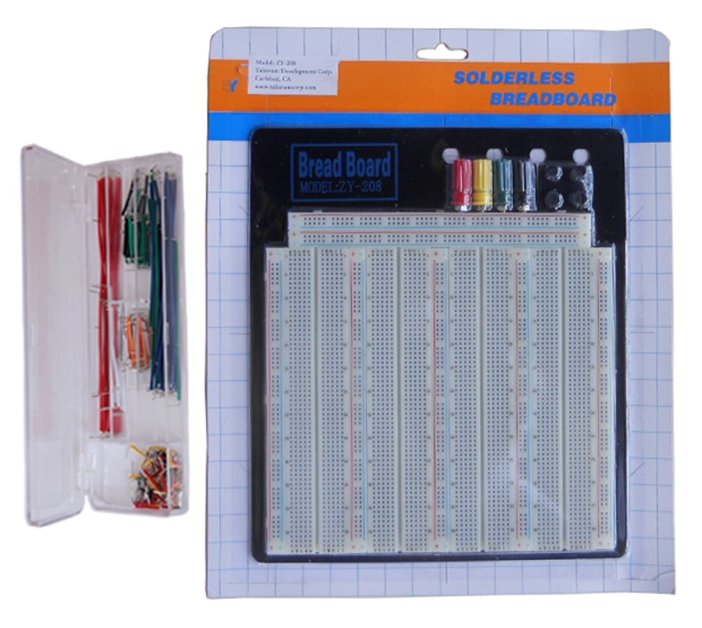 TEKTRUM EXTERNALLY POWERED SOLDERLESS 3220 TIE-POINTS EXPERIMENT PLUG-IN BREADBOARD WITH ALUMINUM BACK PLATE AND 140 PIECES PRE-FORMED SOLID JUMPER WIRES FOR PROTO-TYPING CIRCUIT/ARDUINO