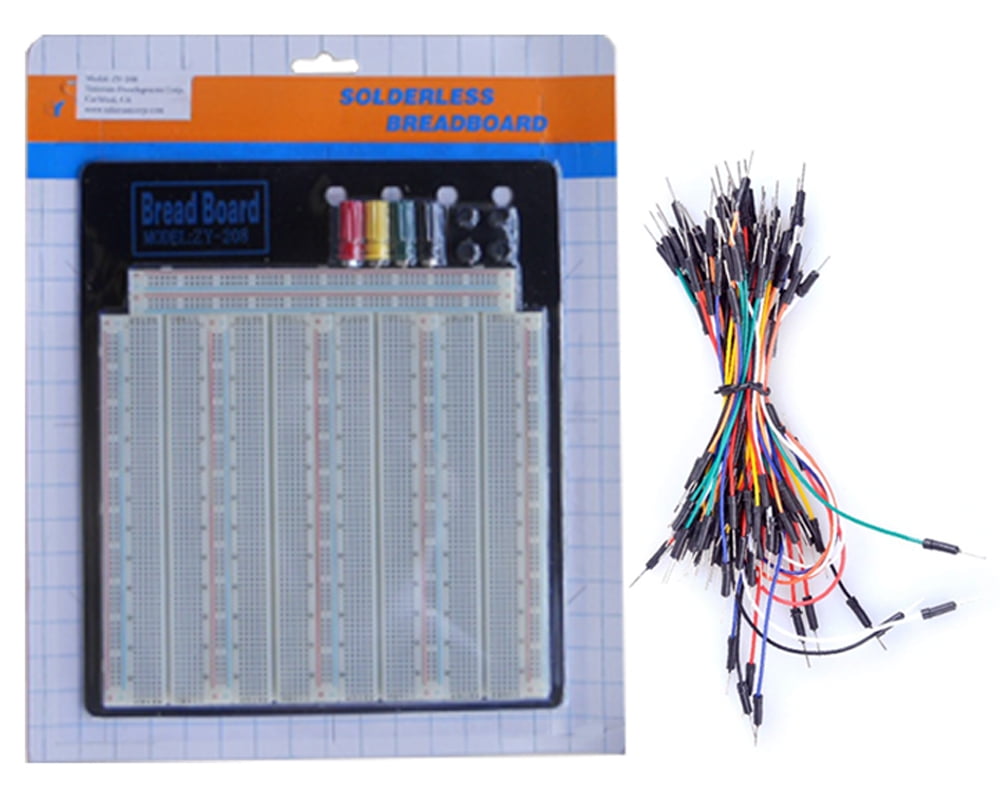 TEKTRUM EXTERNALLY POWERED SOLDERLESS 3220 TIE-POINTS EXPERIMENT PLUG-IN BREADBOARD WITH ALUMINUM BACK PLATE AND JUMPER WIRES FOR PROTO-TYPING CIRCUIT/ARDUINO