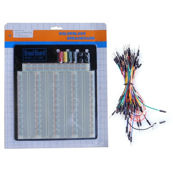 TEKTRUM EXTERNALLY POWERED SOLDERLESS 3220 TIE-POINTS EXPERIMENT PLUG-IN BREADBOARD WITH ALUMINUM BACK PLATE AND JUMPER WIRES FOR PROTO-TYPING CIRCUIT/ARDUINO
