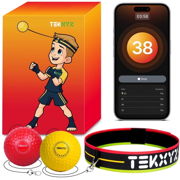 TekXYZ® Boxing Reflex Ball with Counter App & Online Community, Christmas Gifts for Teen Boys - Stocking Stuffer