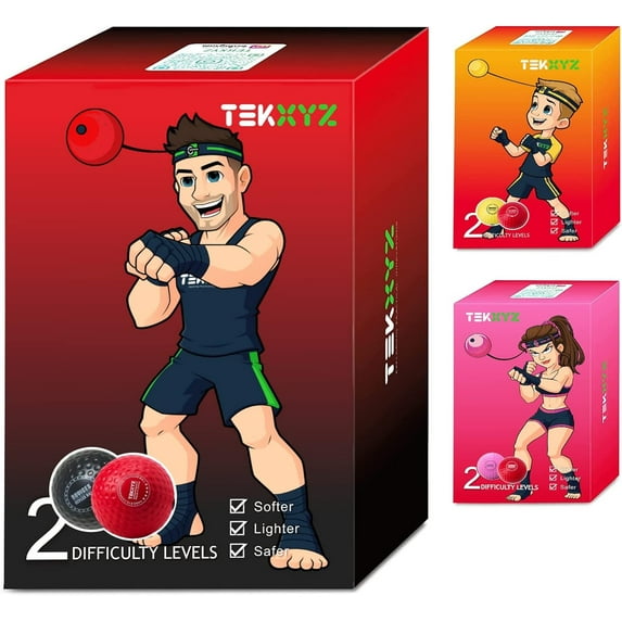 TEKXYZ Boxing Reflex Ball, 2 Difficulty Levels Boxing Ball Game, Perfect for Reaction, Hand Eye Coordination Training (for Men and Women)