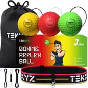 TEKXYZ Boxing Reflex Ball, 3 Difficulty Levels Boxing Ball with Headband, Softer Than Tennis Ball, Perfect for Reaction, Agility, Punching Speed, Fight Skill and Hand Eye Coordination Traini