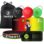 TekXYZ  Reflex Ball with Counter App | Online Community for Boxing Ball, Stocking Stuffer Gift Black/Red/Green