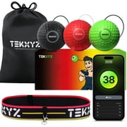 TekXYZ  Reflex Ball with Counter App | Online Community for Boxing Ball, Stocking Stuffer Gift Black/Red/Green