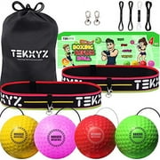 TEKXYZ Boxing Reflex Ball Family Pack, 4 Different Boxing Ball with Headband, Softer Than Tennis Ball, Perfect for Reaction, Agility, Punching Speed, Fight Skill and Hand Eye Coordination Trainin