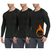 TELALEO Mens Thermal Shirts Fleece Lined Base Layer Cold Weather Winter Gear Tops, 3 Pack Black