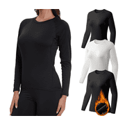TELALEO 3 Pack Women's Thermal Shirts Fleece Lined Tops Long Sleeve Compression Workout Baselayer for Cold Weather,Size L
