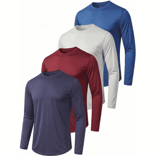 TELALEO 4 Pack Men's Long Sleeve UPF 50+ Sun Protection Shirts Moisture Wicking Quick Dry SPF UV T-Shirts for Workout Running Fishing Hiking Outdoor,Size S