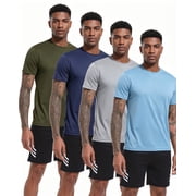 TELALEO 4 Pack Mens Active Quick Dry Crew Neck T Shirts Running Gym Athletic Short Sleeve Tee Tops,L