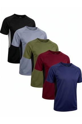 5 Pack Men’s Quick Dry Gym Shirts , Breathable Mesh Underarm, Lightweight Athletic Tees for Workout, Running, and Everyday Wear,Size XL