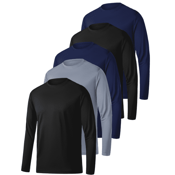 TELALEO Long Sleeve Shirts for Men Upf Spf Sun Protection Tee,5 Pack,Size XXL