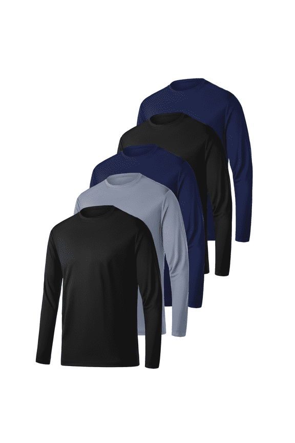 Long Sleeve Shirts for Men Upf Spf Sun Protection Tee,5 Pack,Size M
