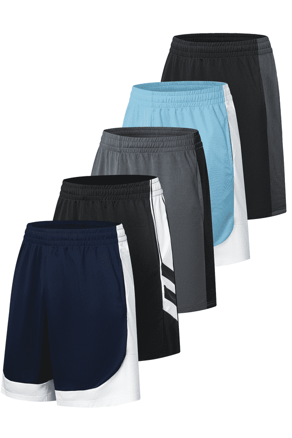 5 Pack Mens Mesh Athletic Basketball Shorts Gym Shorts with Pockets, Quick Dry Running Shorts for Men 3XL